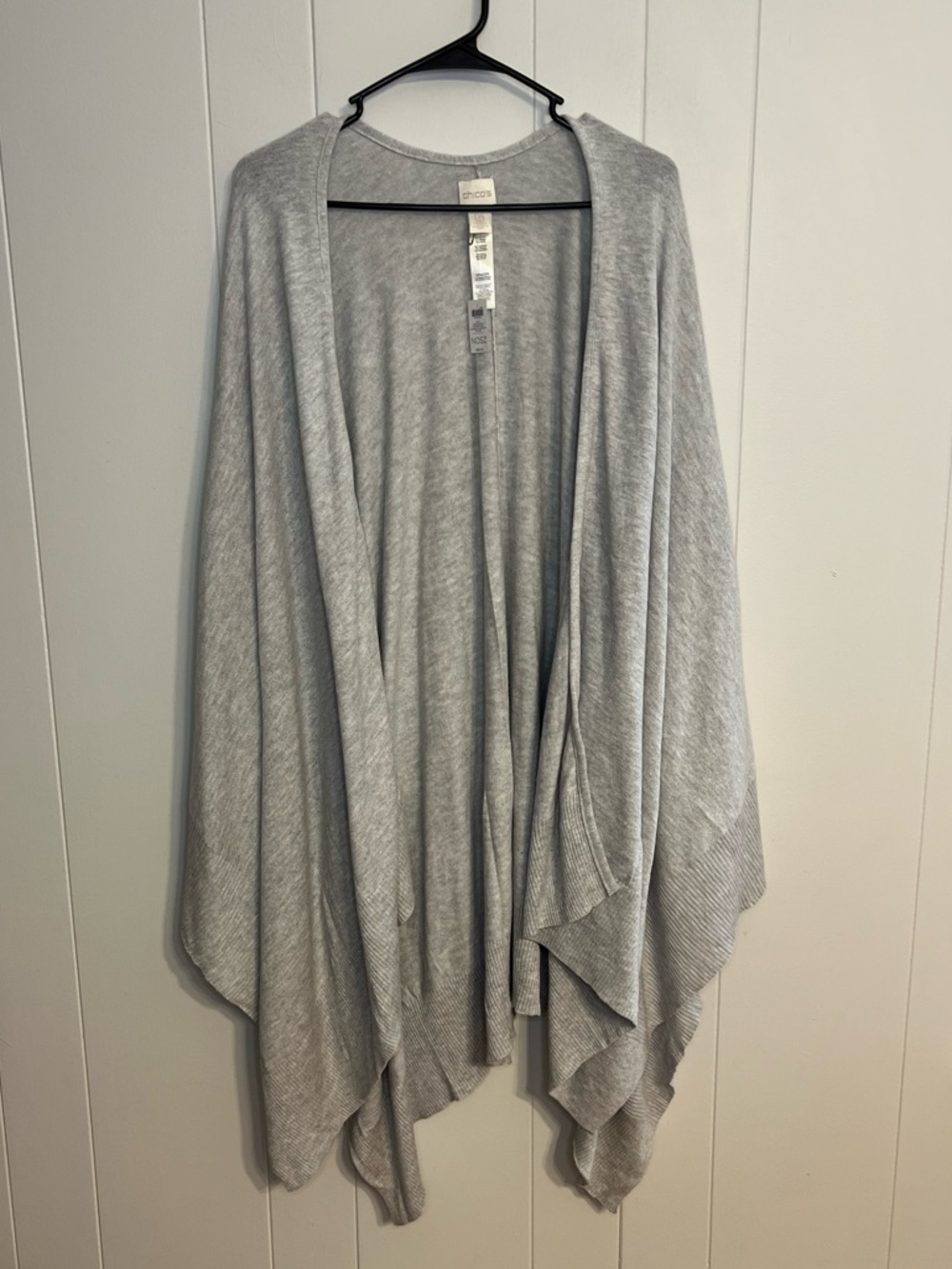 Chico's oversized Ruana‎ Gray NWT